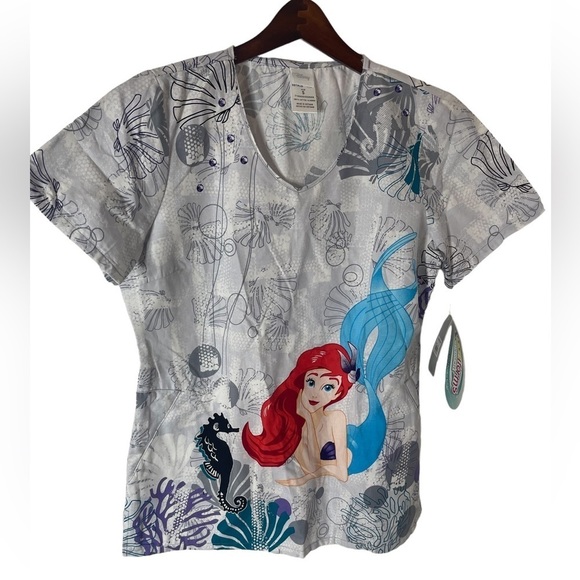 Cherokee Tops - NWT Cherokee Tooniforms Disney Ariel Cotton Scrub Top Size S